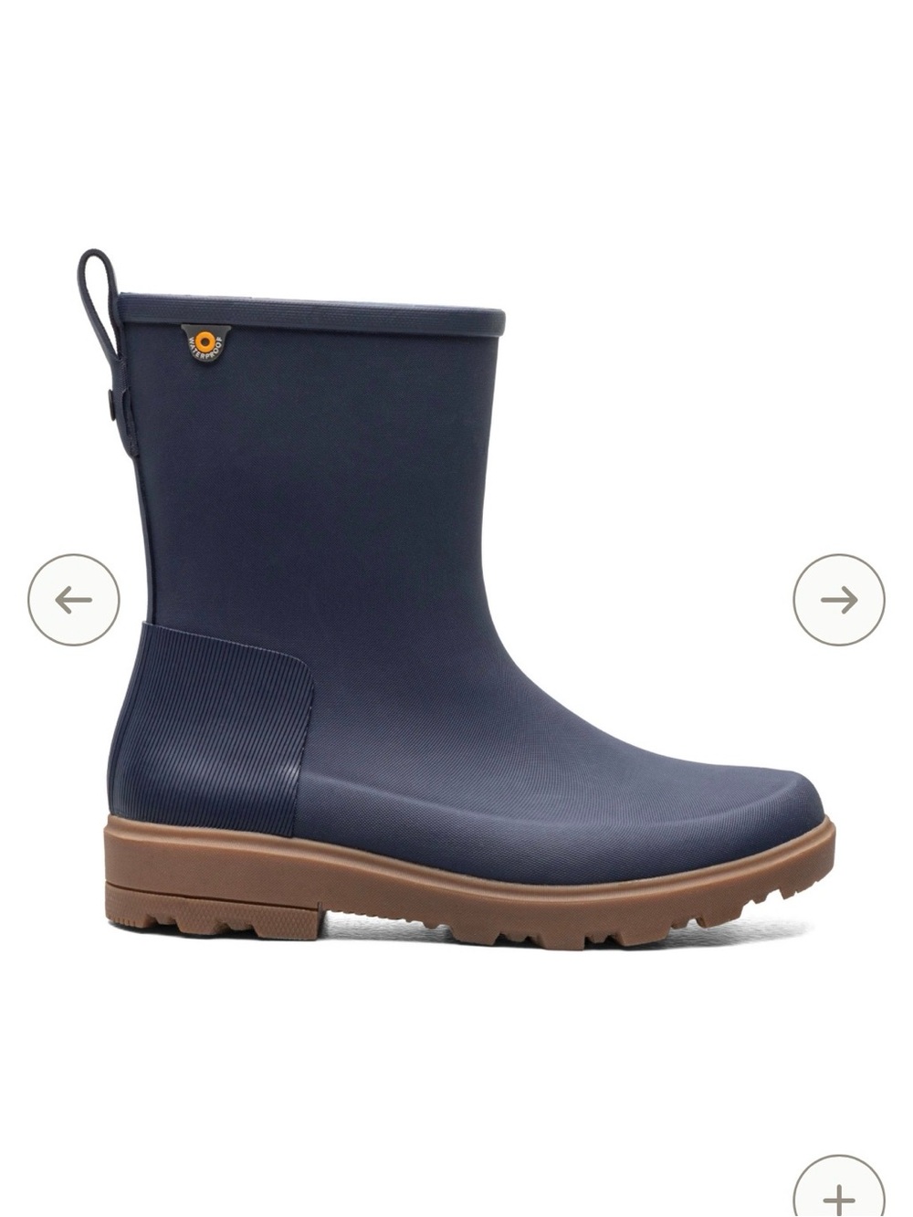 Bogs Kids Navy Rain Boots with Brown Sole